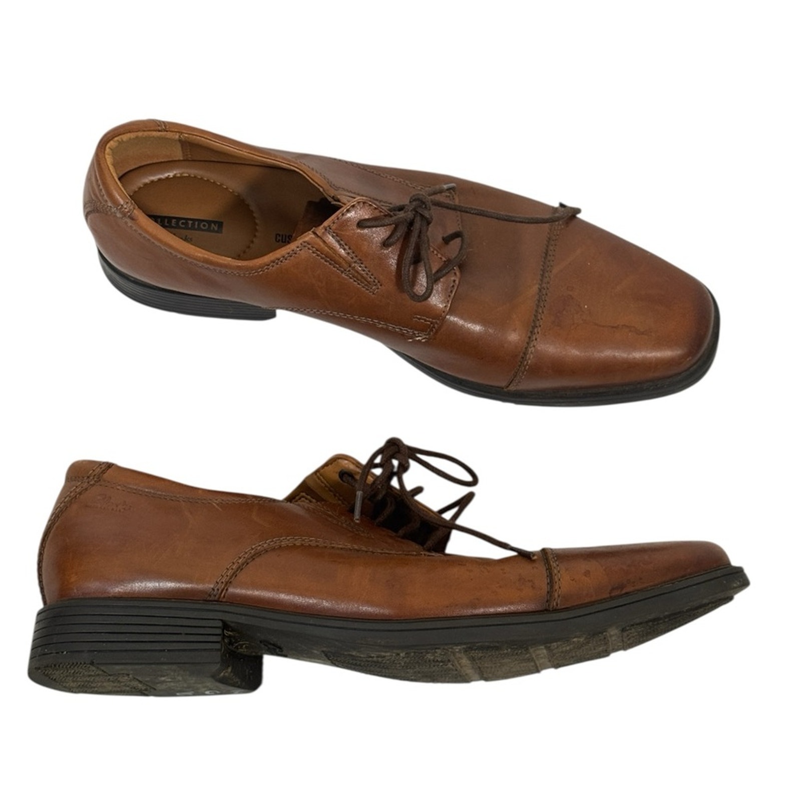 Clarks Collection Tan Leather Oxford Mens Dress Shoes Size 10 Preppy Classic
